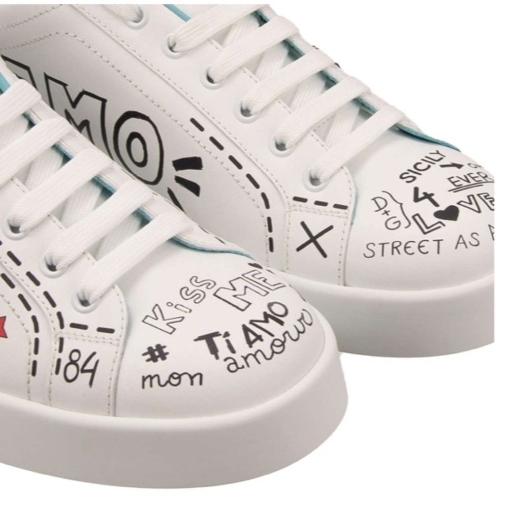 Dolce & Gabbana Love Graphic Sneakers - White and Red - Picture 7 of 12